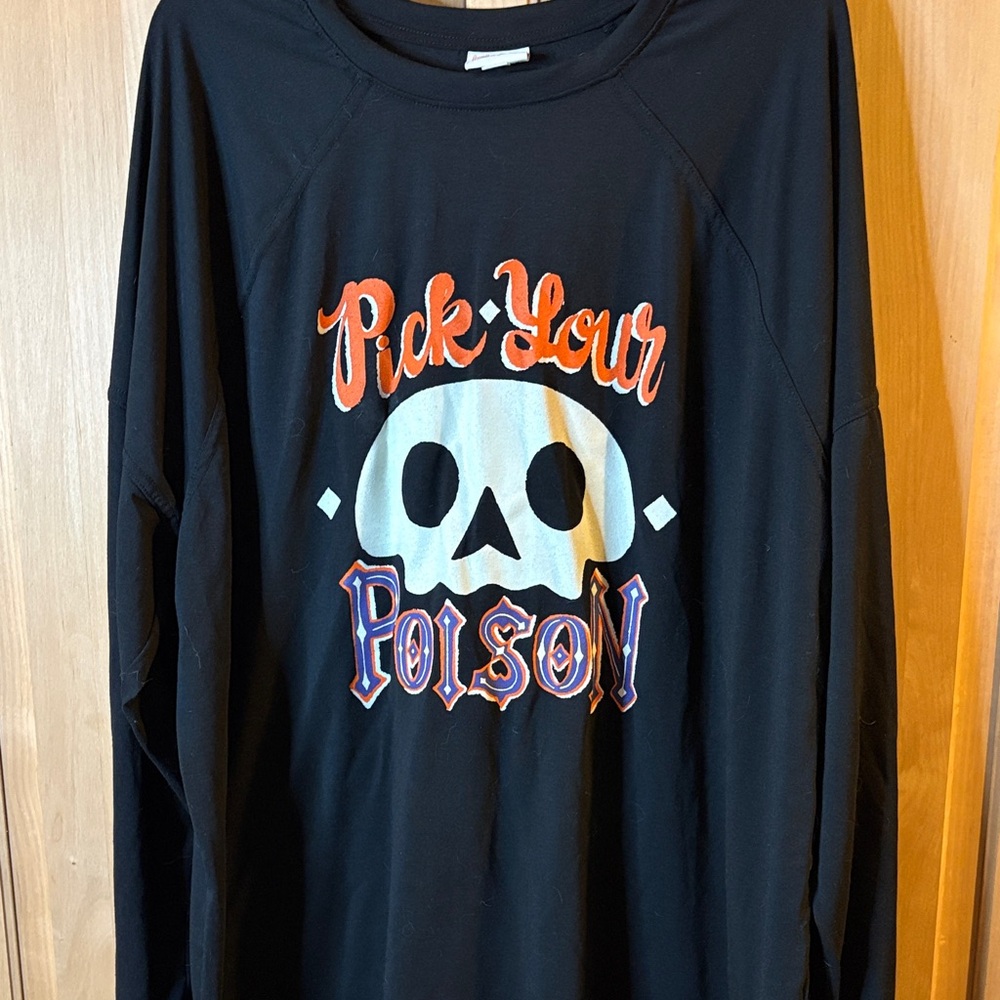 LuLaRoe Black Long Sleeve Shirt with Skull Graphic
